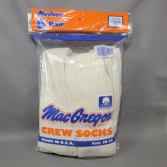 Vtg MacGregor Crew Socks Plain Cotton Blend Made in USA 6 Pack - Picture 3 of 10